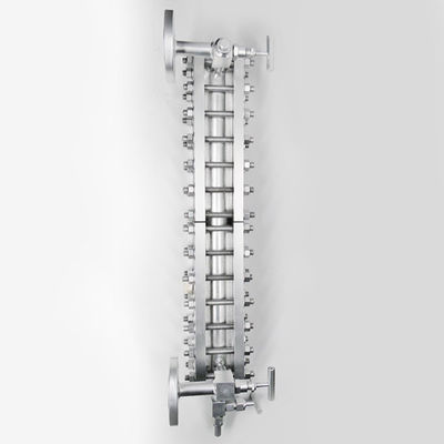 Kessel-Wasserspiegel-Messgerät-Edelstahl-Seiten-Berg-Glas-waagerecht ausgerichtetes Messgerät
